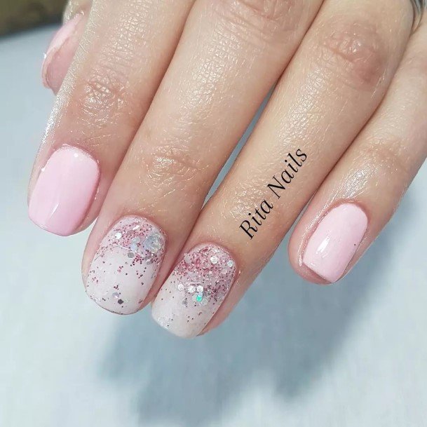 Ornate Nails For Females Short Pink And White