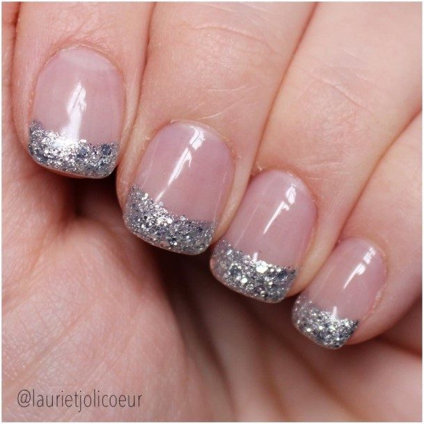 Ornate Nails For Females Silver French Tip