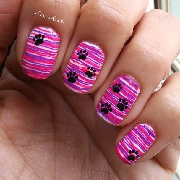 Ornate Nails For Females Striped