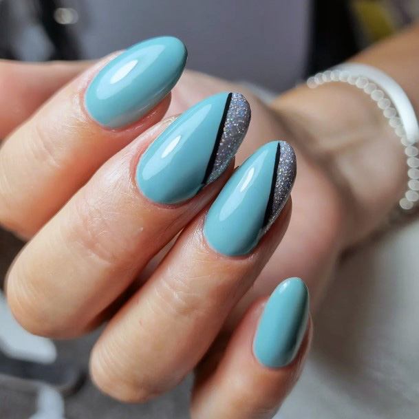 Ornate Nails For Females Teal Turquoise Dress