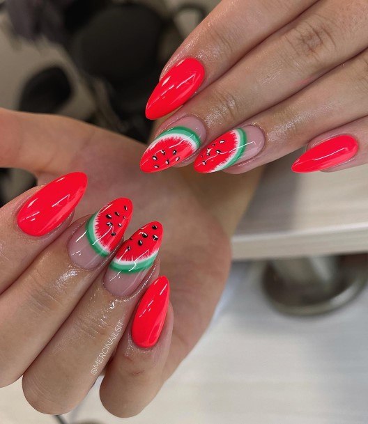 Ornate Nails For Females Watermelon