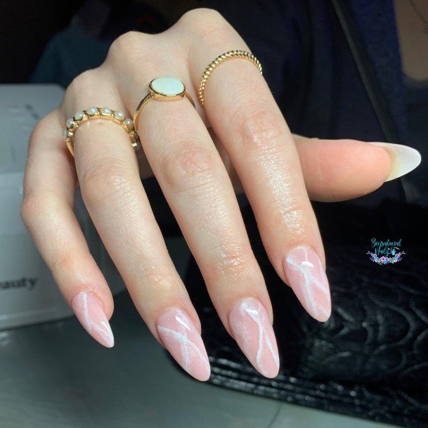 Ornate Nails For Females White Almond Shaped