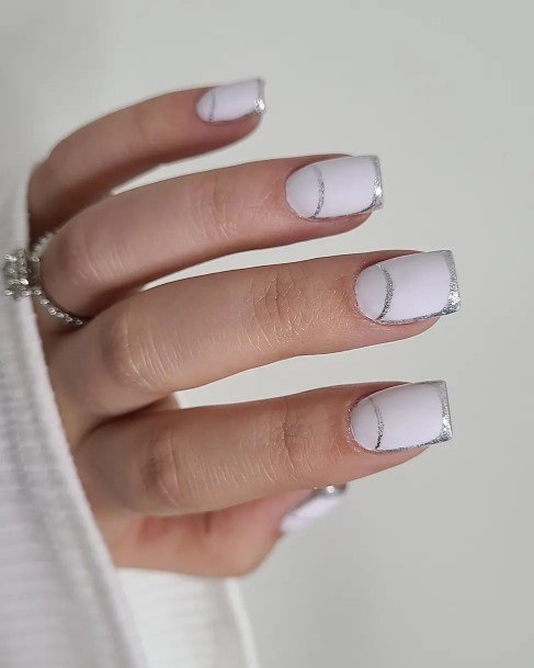 Ornate Nails For Females White And Silver