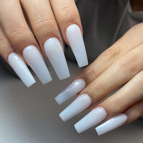 Ornate Nails For Females White Square