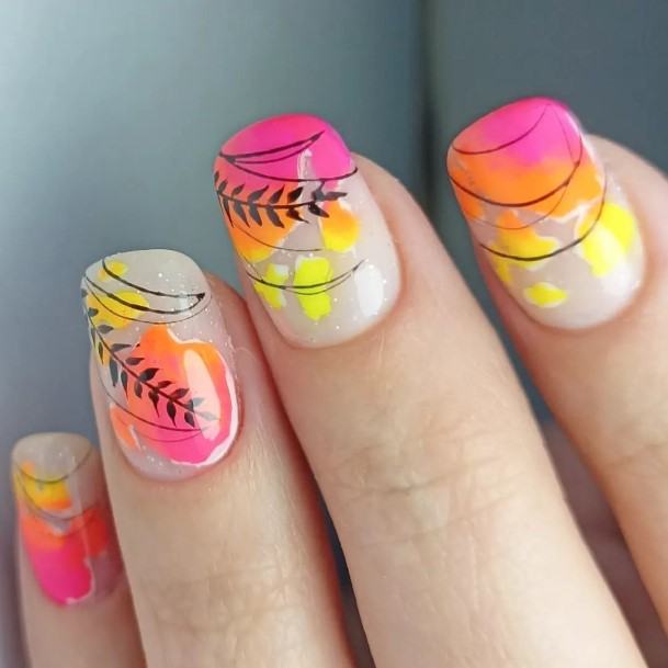 Ornate Nails For Females Yellow And Pink