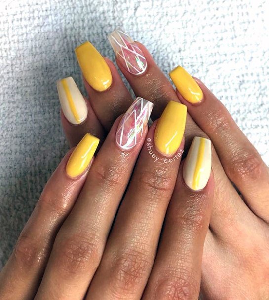 Ornate Nails For Females Yellow Summer