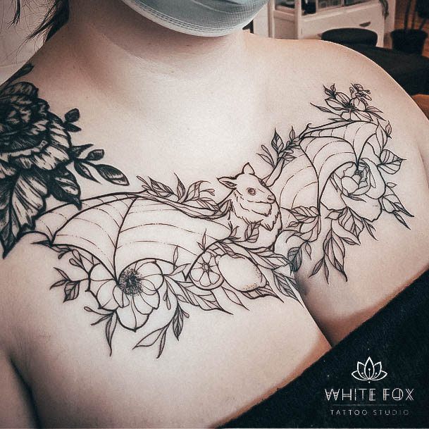 Ornate Tattoos For Females Bat