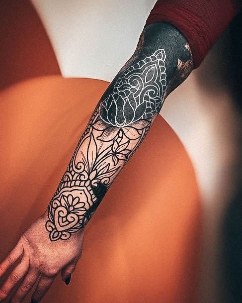 Ornate Tattoos For Females Black And White