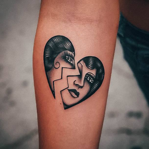 Ornate Tattoos For Females Broken Heart