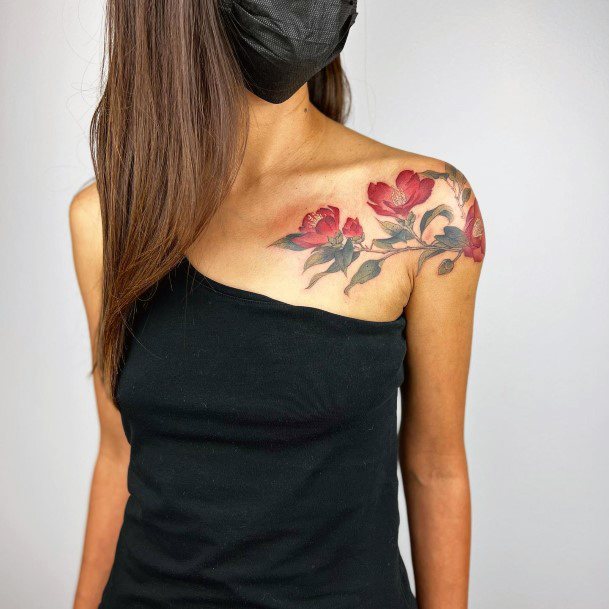 Ornate Tattoos For Females Camellia