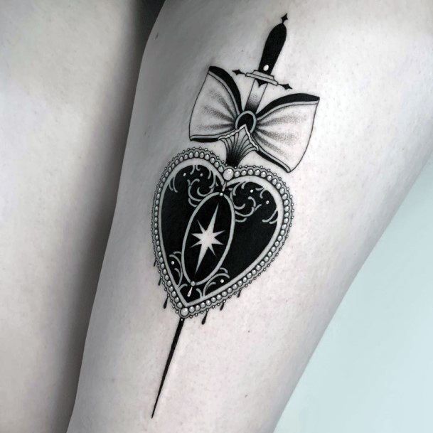 Ornate Tattoos For Females Dagger Heart