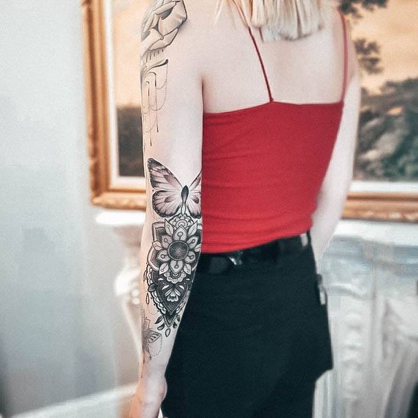 Ornate Tattoos For Females Elbow