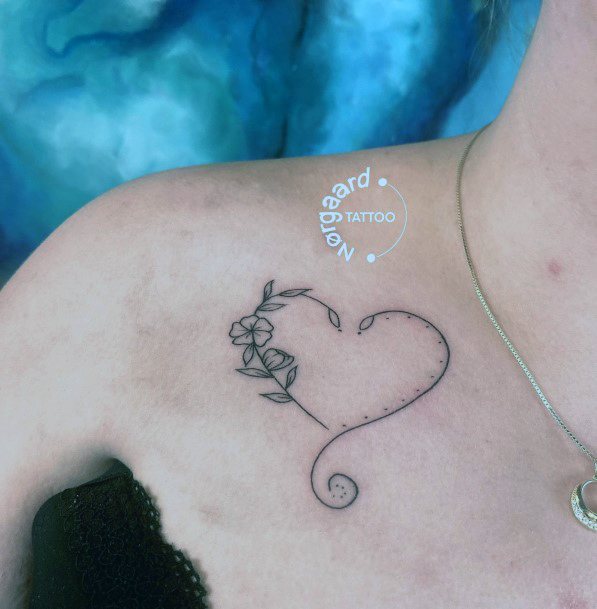 Ornate Tattoos For Females Flower Heart