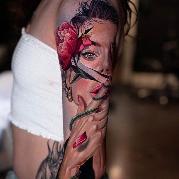 Ornate Tattoos For Females Full Sleeve