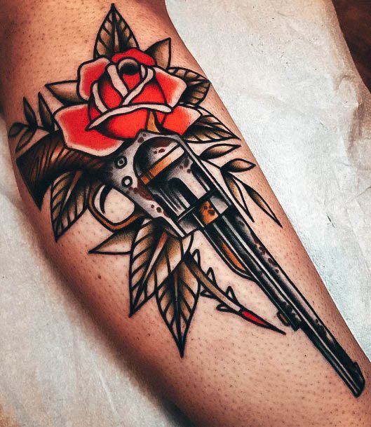 Ornate Tattoos For Females Gun