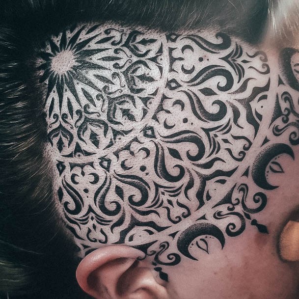 Ornate Tattoos For Females Head