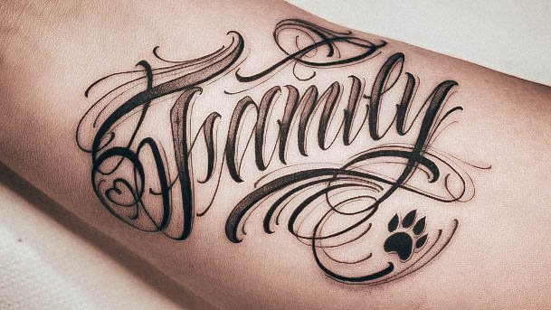 Ornate Tattoos For Females Lettering