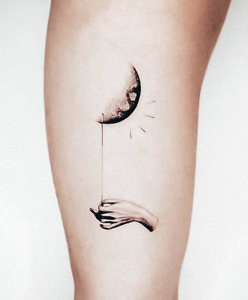 Ornate Tattoos For Females Moon