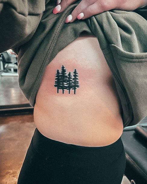 Ornate Tattoos For Females Pine Tree