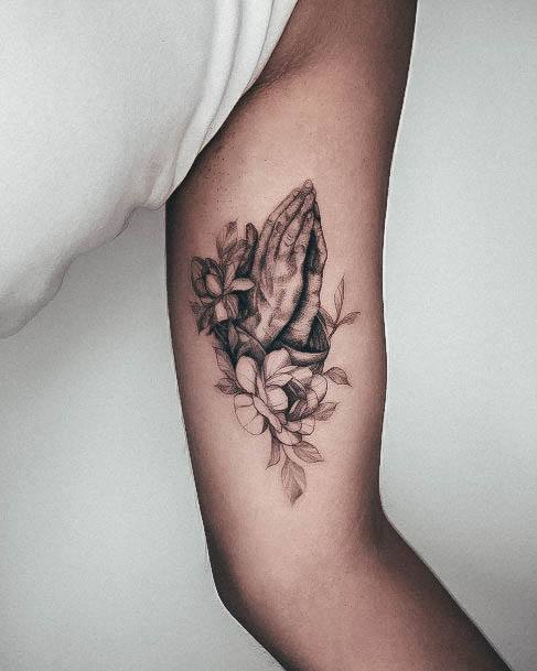 Ornate Tattoos For Females Praying Hands
