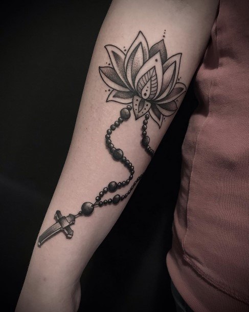 Ornate Tattoos For Females Rosary