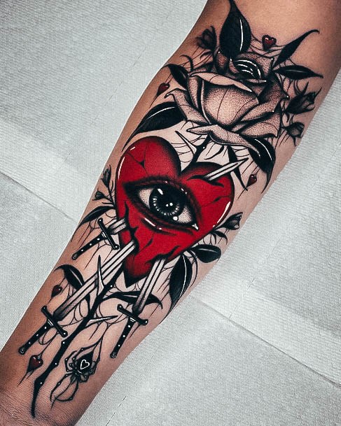 Ornate Tattoos For Females Rose Forearm