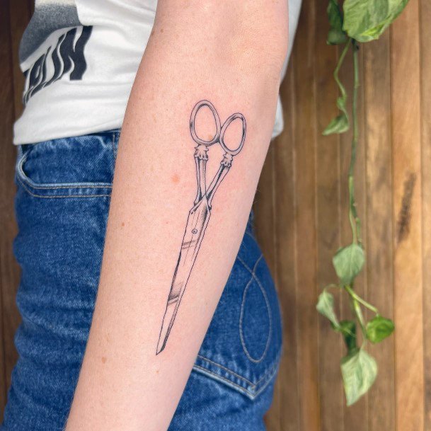 Ornate Tattoos For Females Scissors