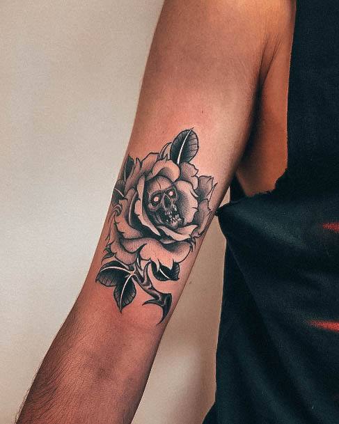 Ornate Tattoos For Females Skull And Rose