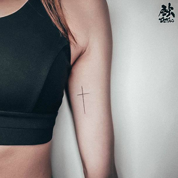 Ornate Tattoos For Females Small Cross