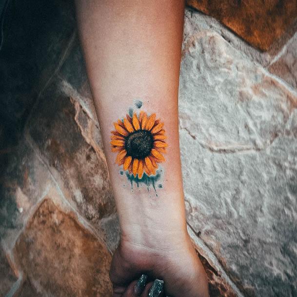 Ornate Tattoos For Females Small Sunflower