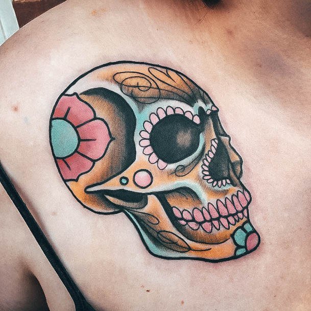 Ornate Tattoos For Females Sugar Skull