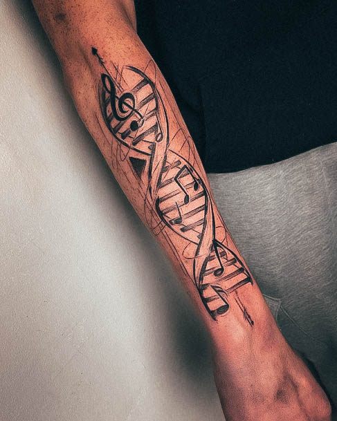 Outer Forearm Music Notes Dna Womens Tattoo Designs