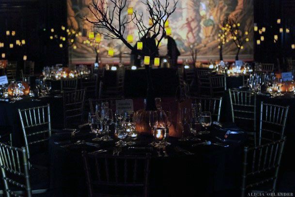 Outstanding Dark Candle Lit Wedding Reception Halloween Inspiration