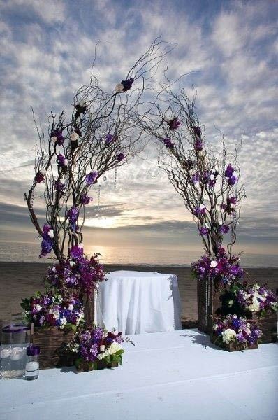 Outstanding Purple Floral Tree Backdrop Wedding Decor Ideas