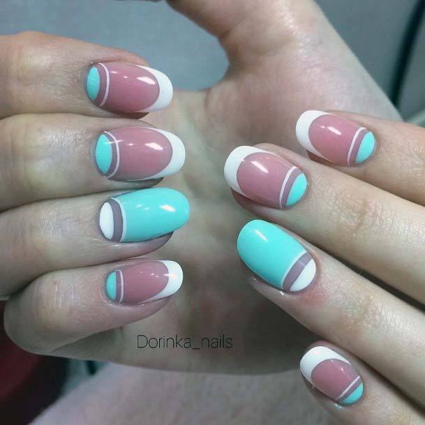 Oval Shaped Simple Nail Art Bright