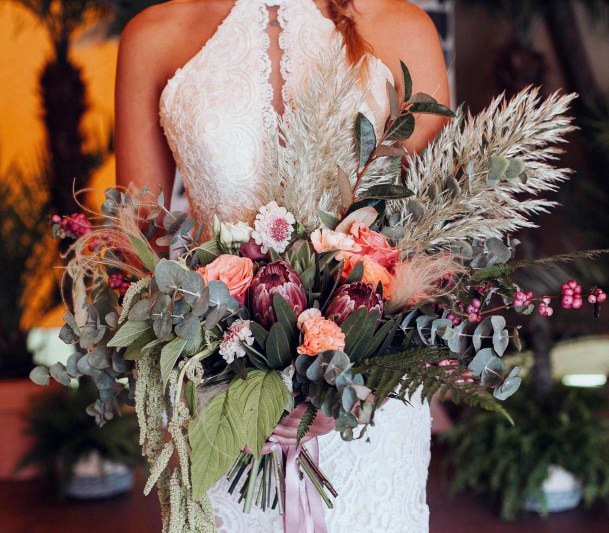 Overflowing Bunch Of Boho Wedding Flowers