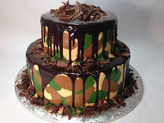 Overflowing Chocolate Camo Wedding Cake