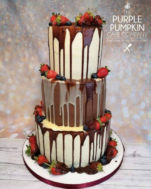 Overflowing Chocolate On Wedding Cake