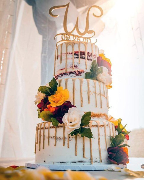 Overflowing Honey Red Velvet Wedding Cake