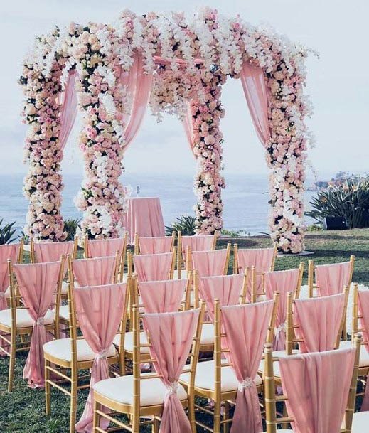 Overflowing Pink Wedding Flowers