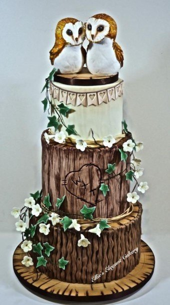 Owl Pairs On Rustic Wedding Cake Toppers