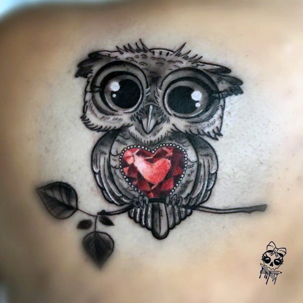 Owl With Heart Tattoo Women