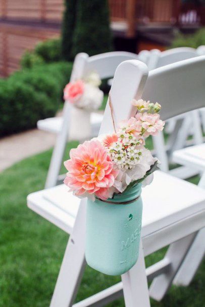 Painted Mason Jars With Flowers Wedding Decorations