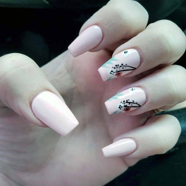 Painted Pollen On Light Pink Nails For Women