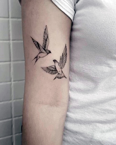 Pair Of Birds Tattoo Womens Arms