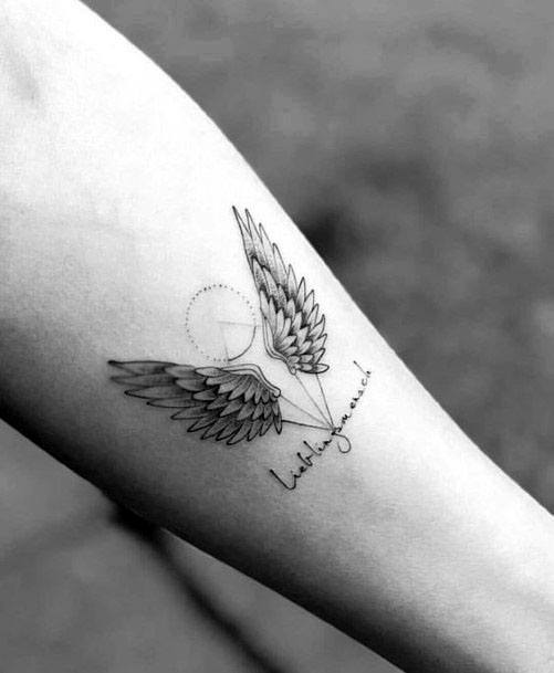 Paired Grey Angel Wings Tattoo For Women