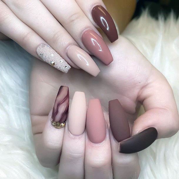 Pale Matte Nails With White Sugar Nails Women