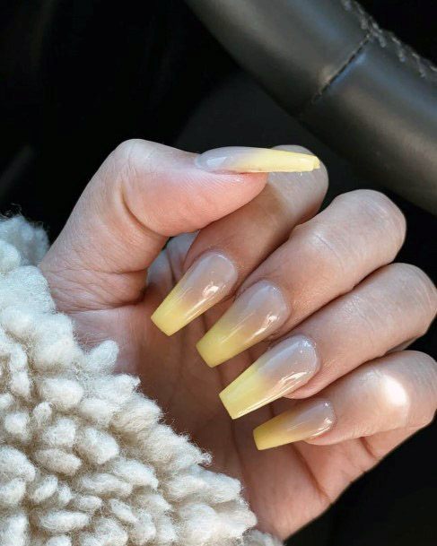 Pale Yellow Ombre Nails Women