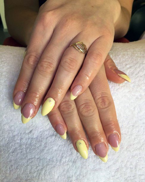 Pale Yellow Tips And Transparent Nails For Women