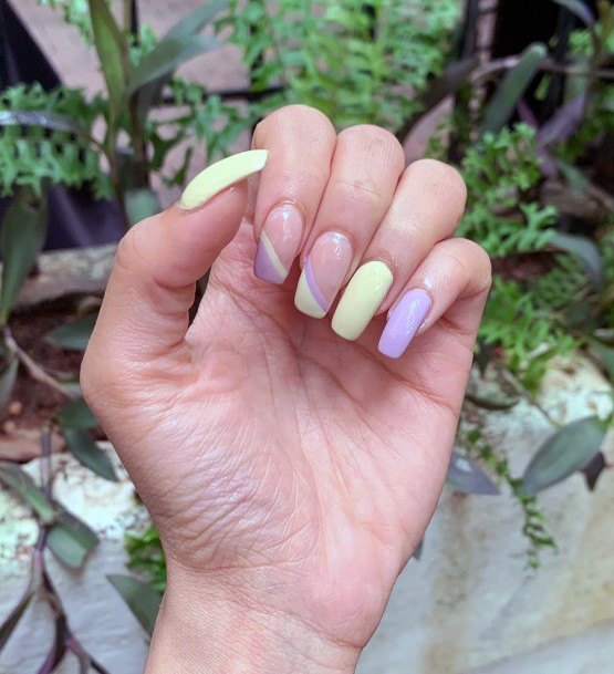 Pale Yellow With Pastel Colored Nails For Women